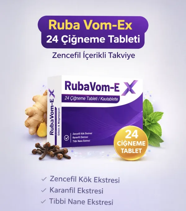 Ruba Vom-Ex 24 Çiğneme Tableti zencefil içerikli takviye edici gıda