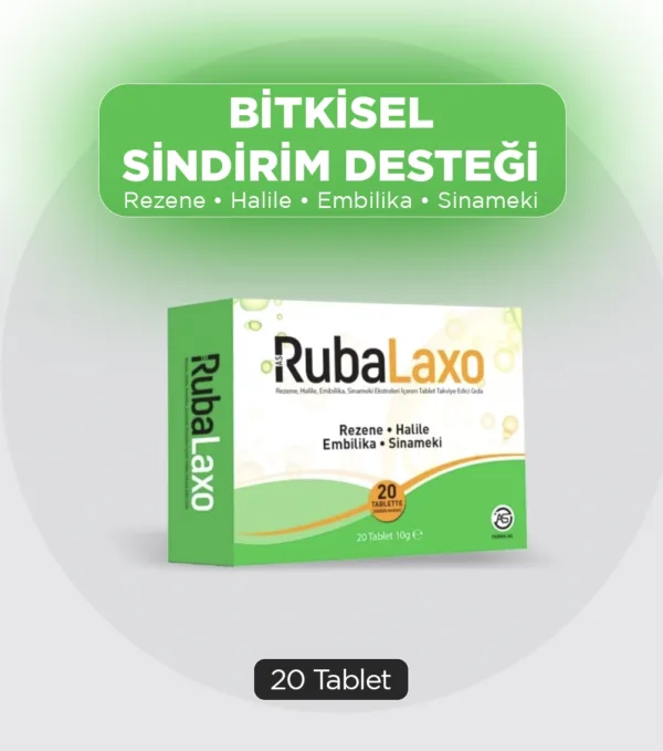 RubaLaxo 20 Tablet Bitkisel Takviye RubaLaxo 20 Tablet rezene halile embilika sinameki içeren bitkisel takviye edici gıda