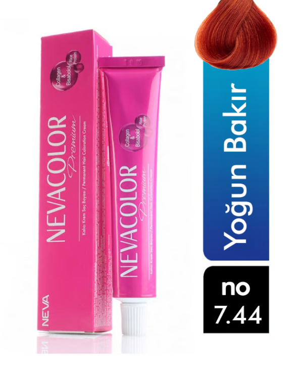 Neva-Color-Color-Tüp-Boya--7.44-Yoğun-Bakır- Neva Color Tüp Saç Boyası 7.44 Yoğun Bakır